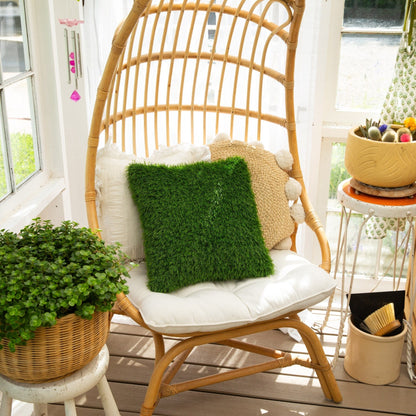 16in UV resistant artificial grass cushion Nearly Natural green lawn pillow indoor outdoor use on Tampa Home & Garden Store