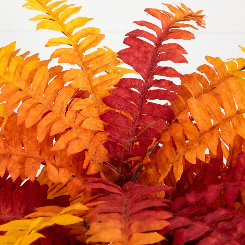17” Autumn Artificial Fall Boston Fern Plant with orange and red fronds Nearly Natural on Tampa Home & Garden Store