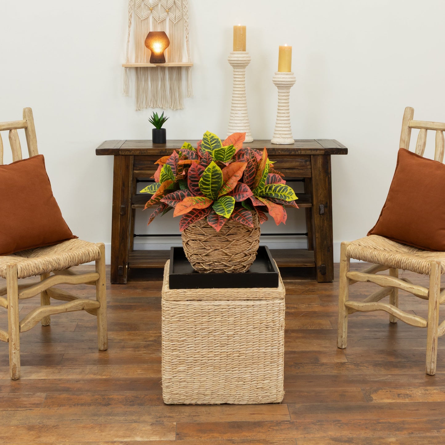 Planta artificial de crotón para jardín de 43 cm (tacto real) (juego de 6)