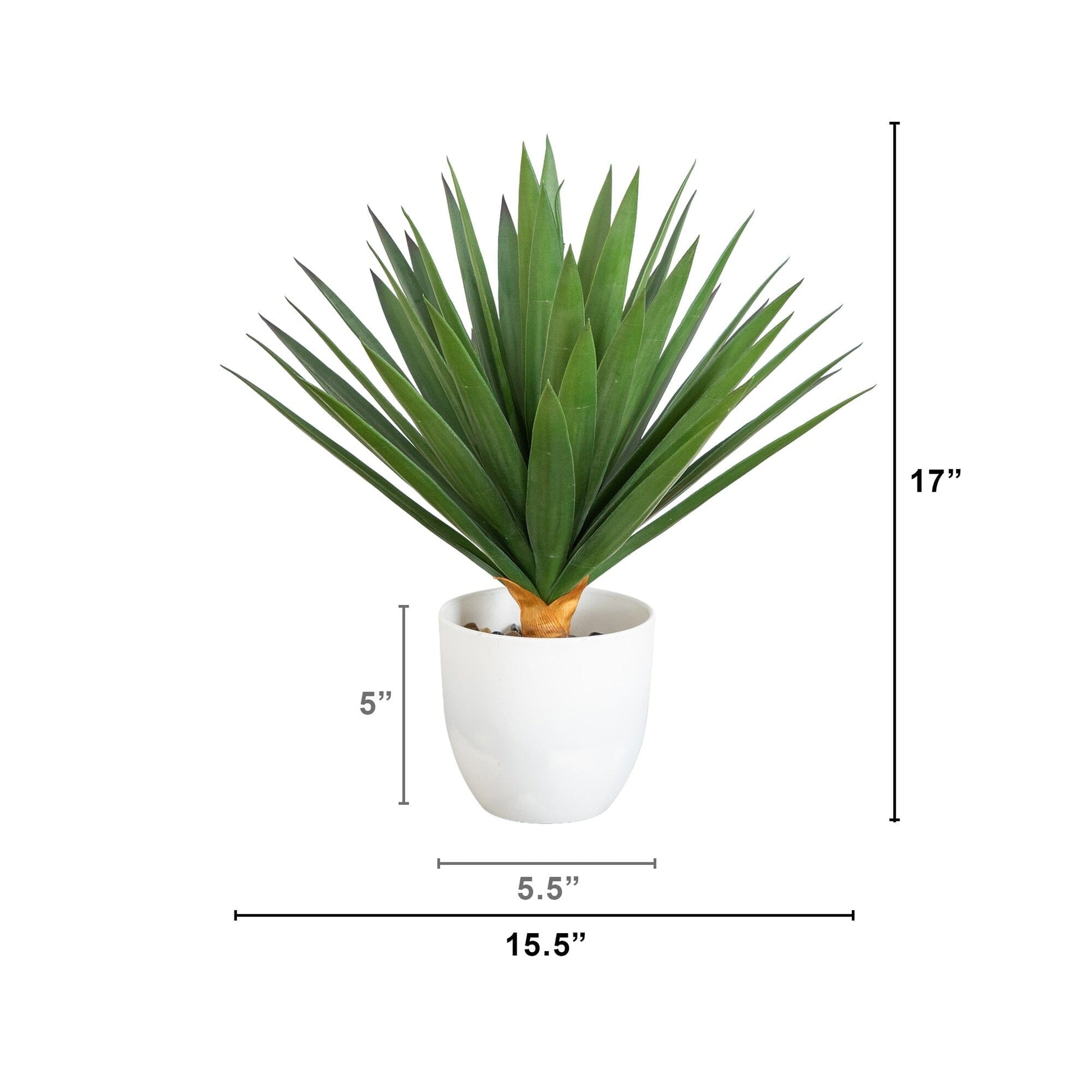 Artificial agave plant in white planter, 17in UV resistant, Nearly Natural indoor/outdoor on Tampa Home & Garden Store