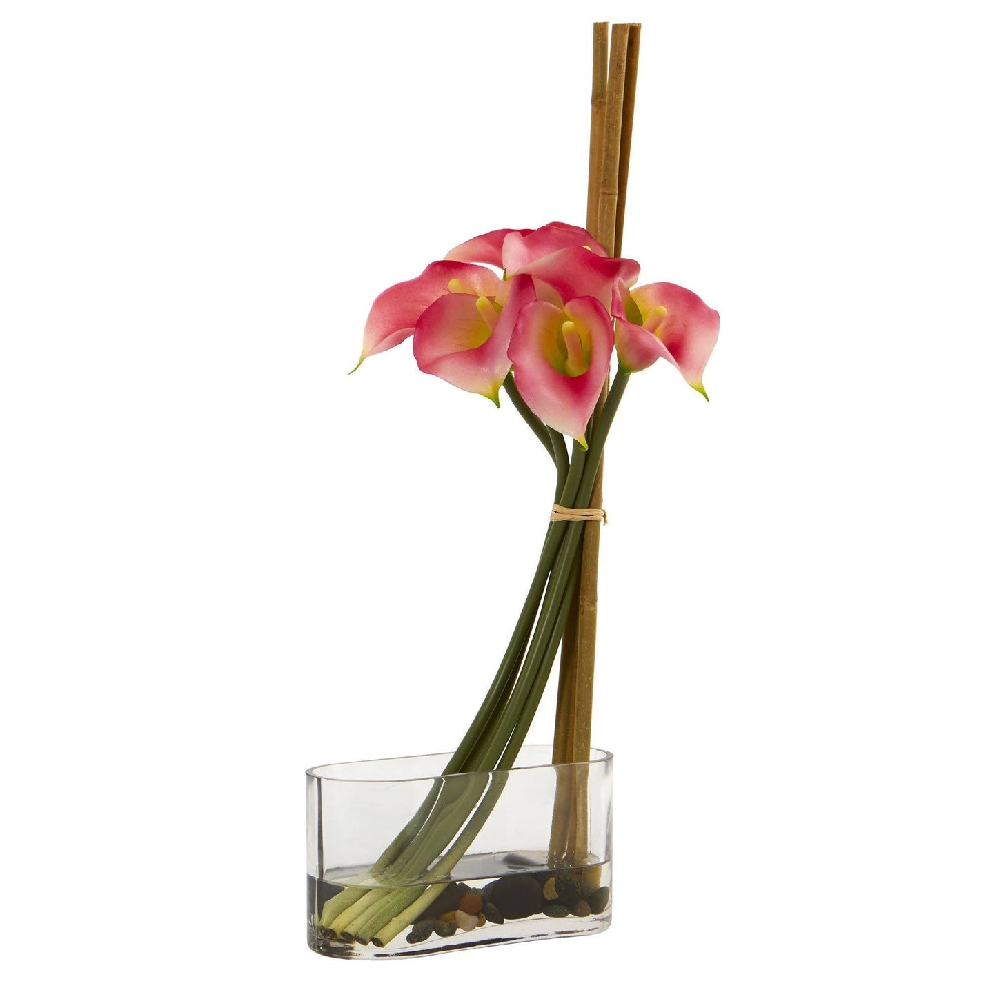 Arrangement artificiel de lys calla et bambou de 45 cm
