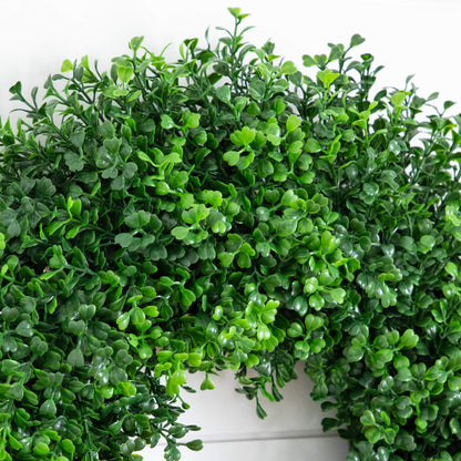 18in pre-lit boxwood wreath with 25 warm white LEDs, Nearly Natural artificial greenery on Tampa Home & Garden Store