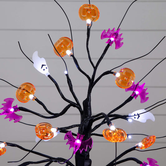 Nearly Natural 18in pre-lit Halloween ornament tree with ghosts, bats & pumpkins 24 LEDs on Tampa Home & Garden Store