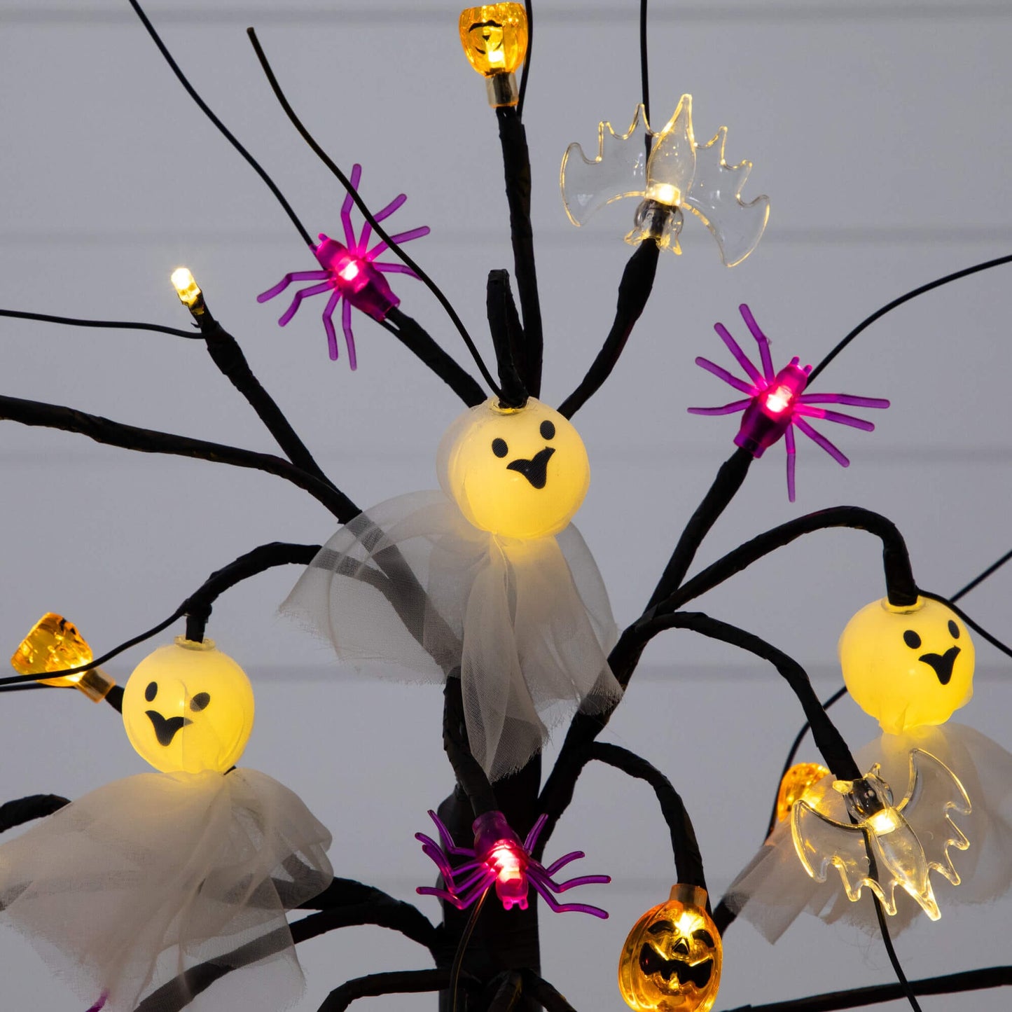 Nearly Natural 18in pre-lit Halloween ornament tree with ghost dolls, pumpkins and spiders on Tampa Home & Garden Store