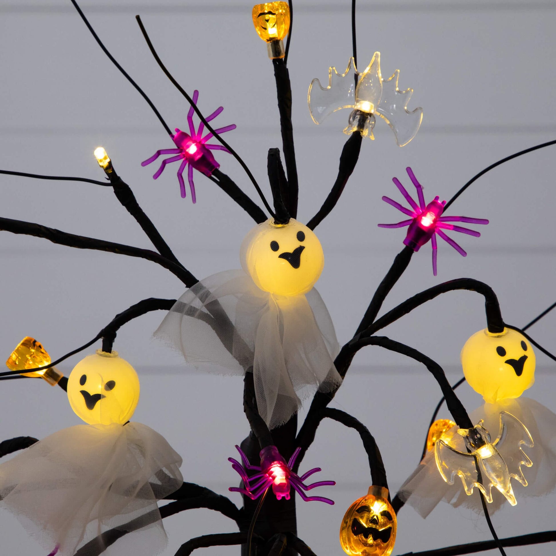 Nearly Natural 18in pre-lit Halloween ornament tree with ghost dolls, pumpkins and spiders on Tampa Home & Garden Store