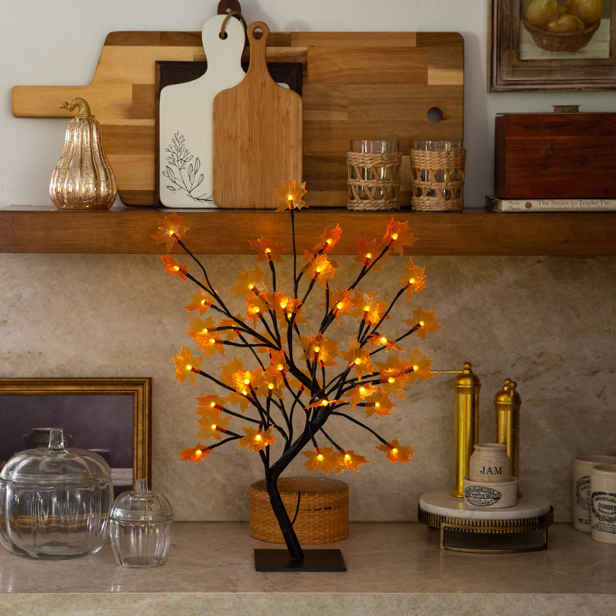Tree Nearly Natural 18in Pre-Lit Autumn Maple with 48 warm white LED maple-shaped lights on Tampa Home & Garden Store