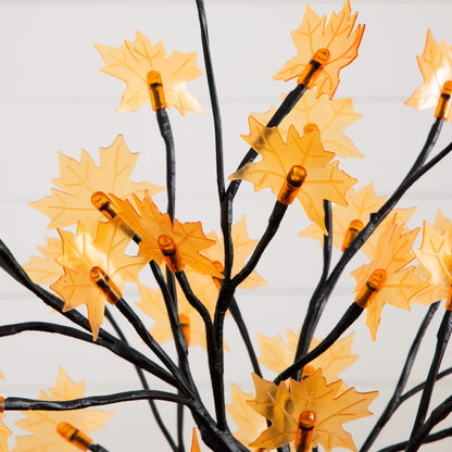 18in pre-lit maple artificial tree with 48 warm white maple-shaped LEDs and orange leaves on Tampa Home & Garden Store