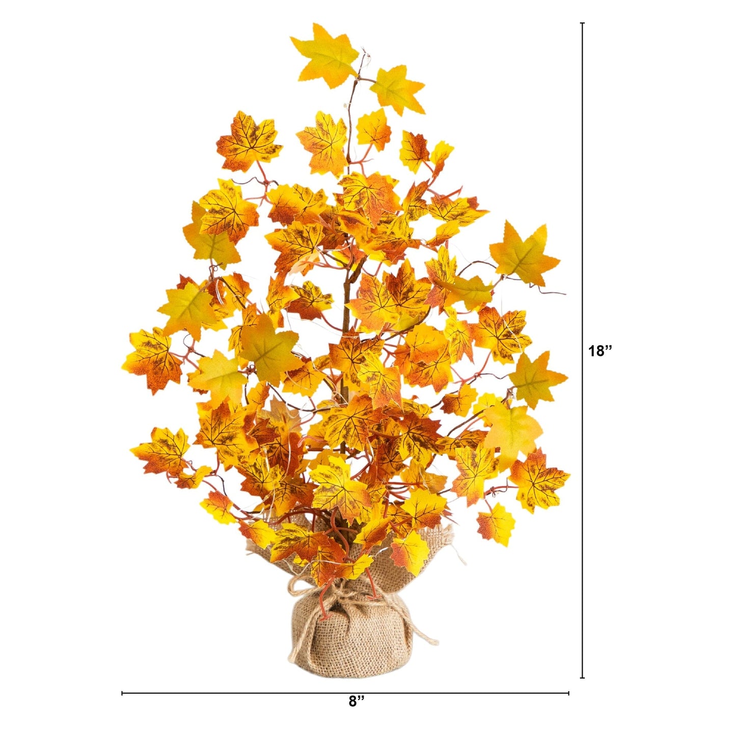 Nearly Natural 18-inch pre-lit autumn maple artificial tree with 30 LED lights in burlap base on Tampa Home & Garden Store