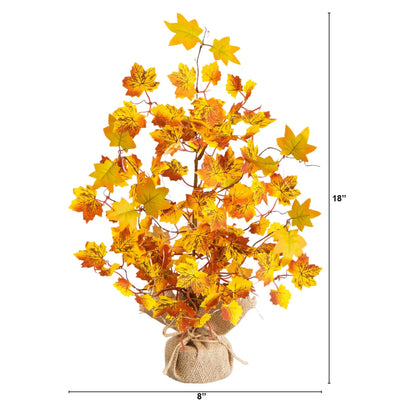 Nearly Natural 18-inch pre-lit autumn maple artificial tree with 30 LED lights in burlap base on Tampa Home & Garden Store