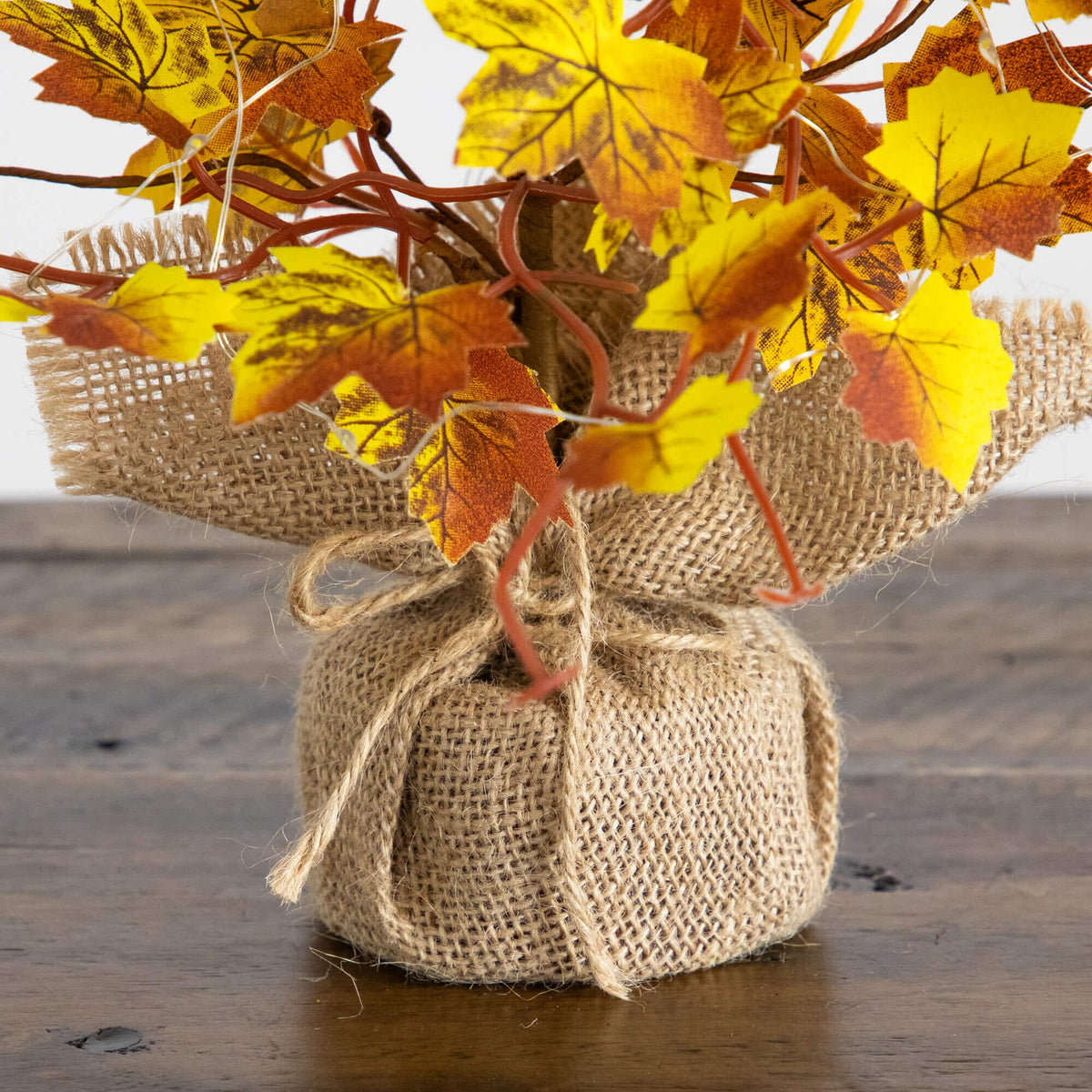 18in Autumn Maple artificial tree in burlap base with yellow leaves and 30 LED lights on Tampa Home & Garden Store
