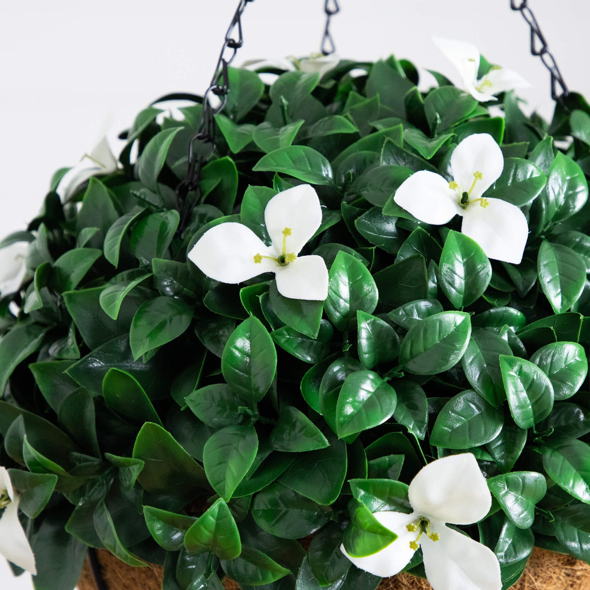 18in UV resistant Gardenia hanging basket Nearly Natural with white artificial flowers on Tampa Home & Garden Store
