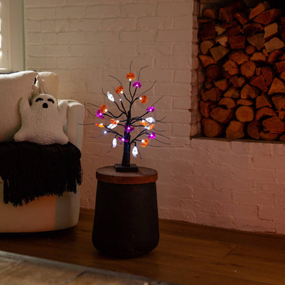18in pre-lit Halloween ghost, bats & pumpkins ornament tree with 24 LEDs by Nearly Natural on Tampa Home & Garden Store