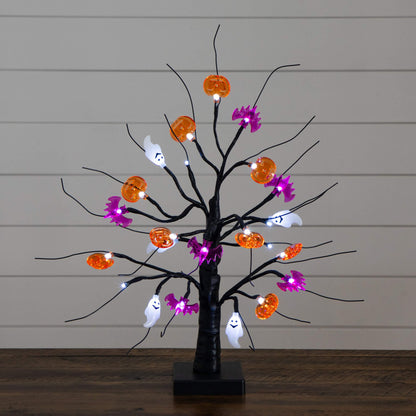 18in Nearly Natural Pre-Lit Halloween Ghost Bat Ornament Tree with pumpkins and ghosts on Tampa Home & Garden Store