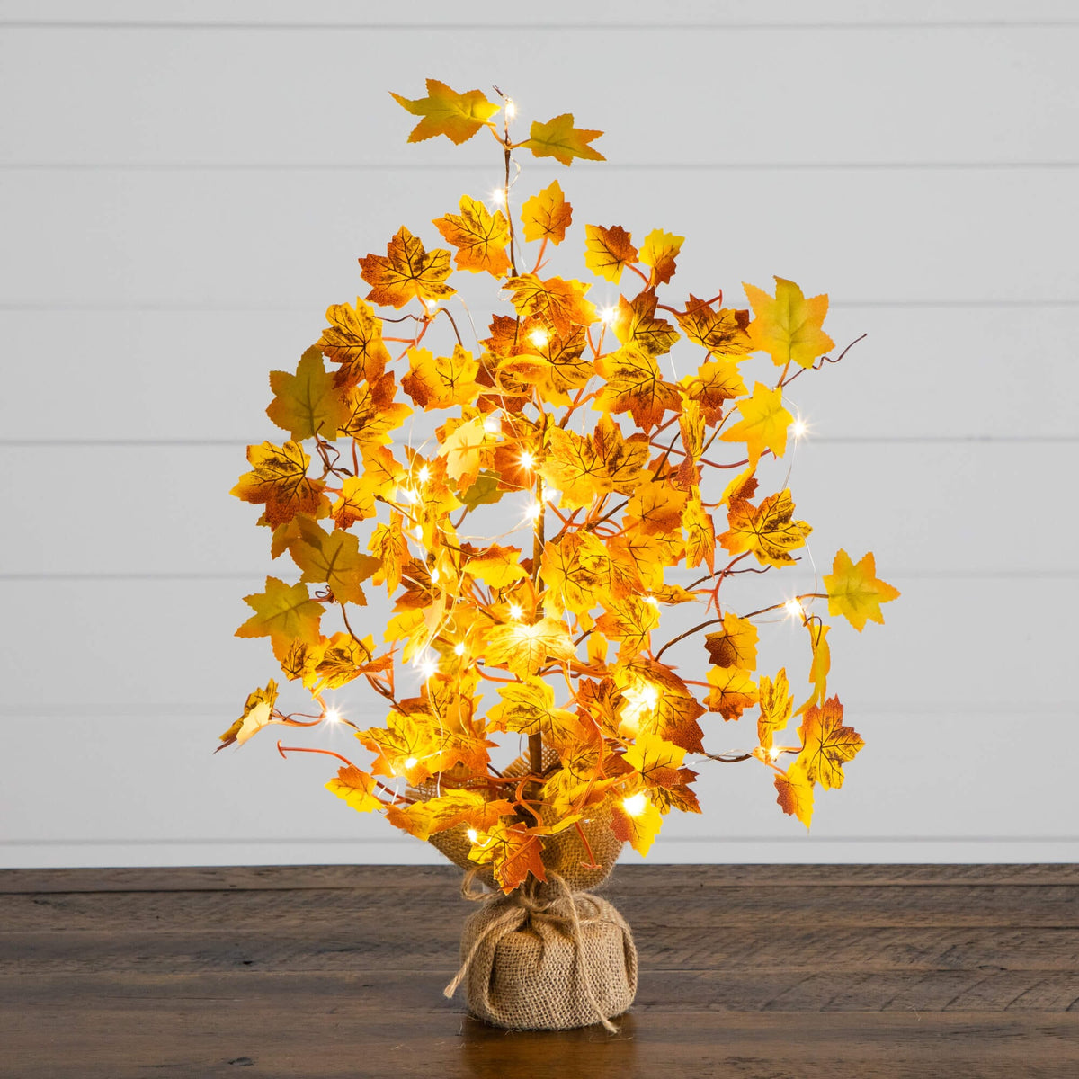 18-inch Nearly Natural autumn maple artificial tree with burlap base and 30 LED lights on Tampa Home & Garden Store