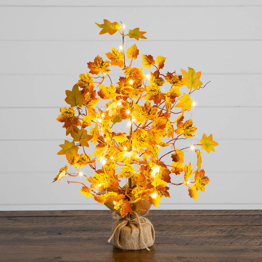 18-inch Nearly Natural autumn maple artificial tree with burlap base and 30 LED lights on Tampa Home & Garden Store