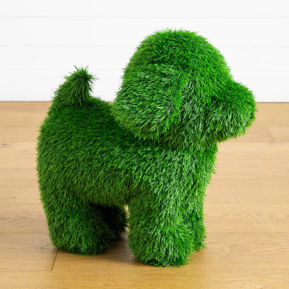 Artificial grass topiary puppy dog sculpture 18in UV‑resistant Nearly Natural indoor/outdoor on Tampa Home & Garden Store