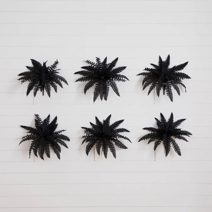 19in artificial Halloween Black Boston Ferns, set of 6 by Nearly Natural, black fern plants on Tampa Home & Garden Store