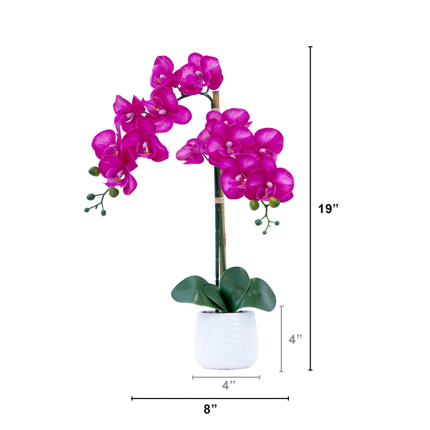Orquídea morada artificial de 48 cm con jarrón decorativo