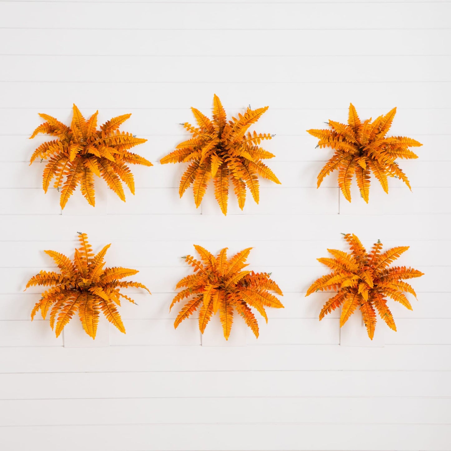 Nearly Natural 19-inch Autumn Boston Ferns, artificial non-flowering plants, set of 6 in orange on Tampa Home & Garden Store