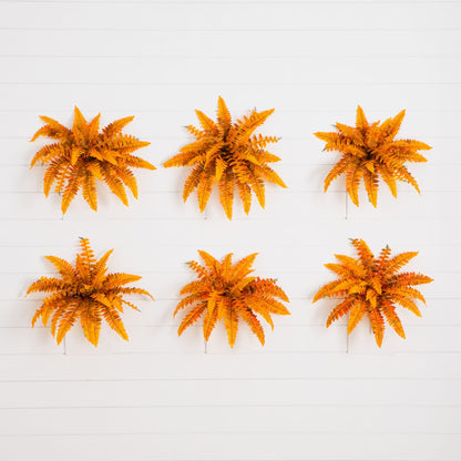 Nearly Natural 19-inch Autumn Boston Ferns, artificial non-flowering plants, set of 6 in orange on Tampa Home & Garden Store