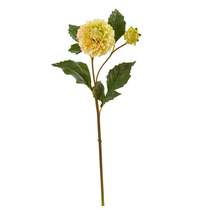 19in Dahlia artificial flower stem by Nearly Natural; peach bloom with green leaves, set of 6 on Tampa Home & Garden Store