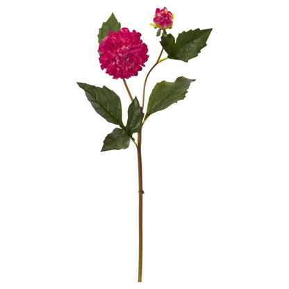 19in Dahlia artificial flower stem, Nearly Natural, magenta bloom with green leaves, set of 6 on Tampa Home & Garden Store
