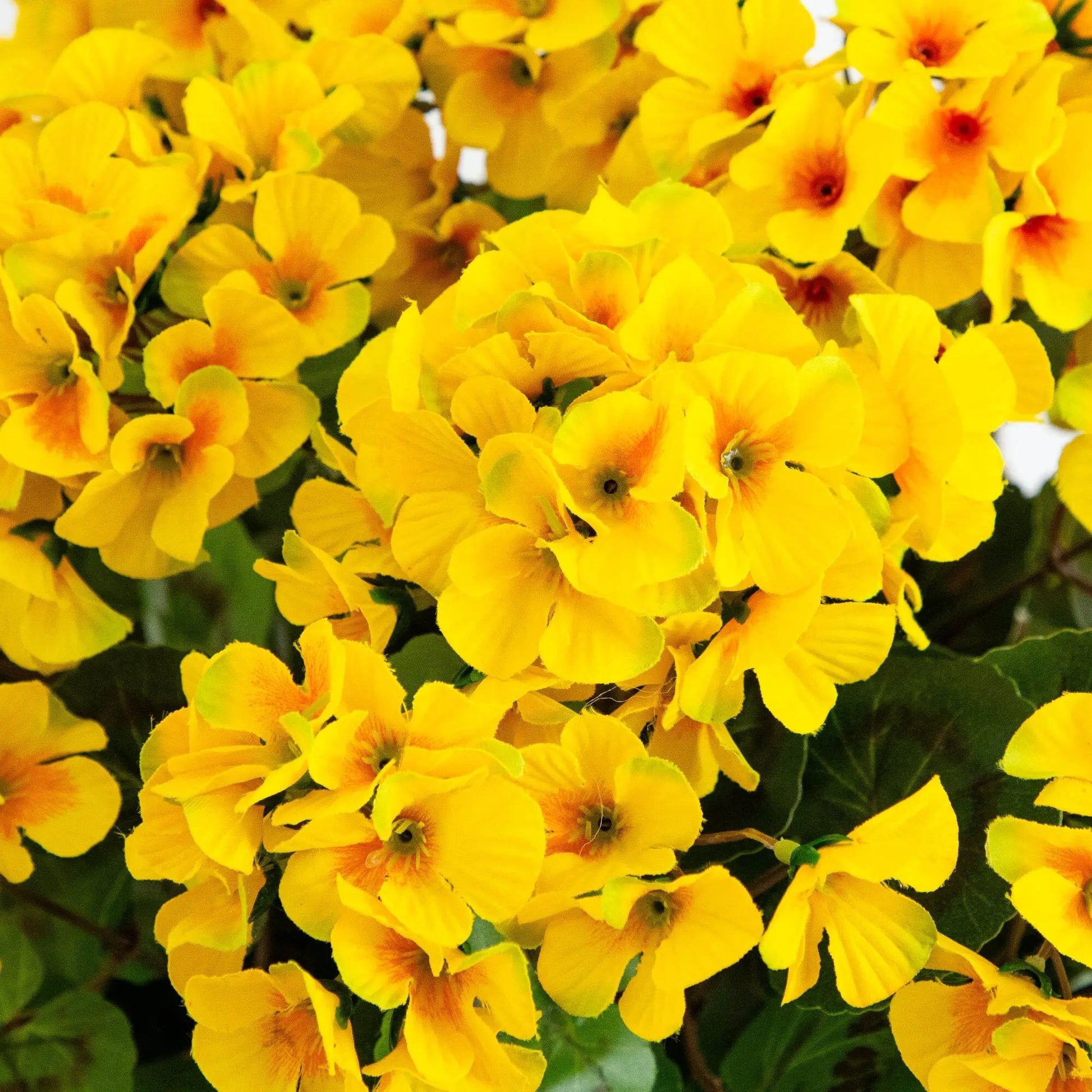 19-Inch artificial geranium hanging basket with bright yellow blooms Nearly Natural on Tampa Home & Garden Store