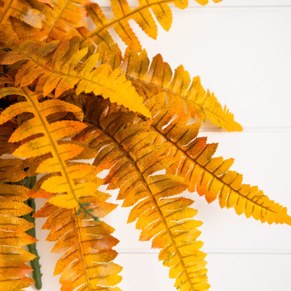 19in Autumn Artificial Boston Fern, set of 6, Nearly Natural orange autumn foliage on Tampa Home & Garden Store