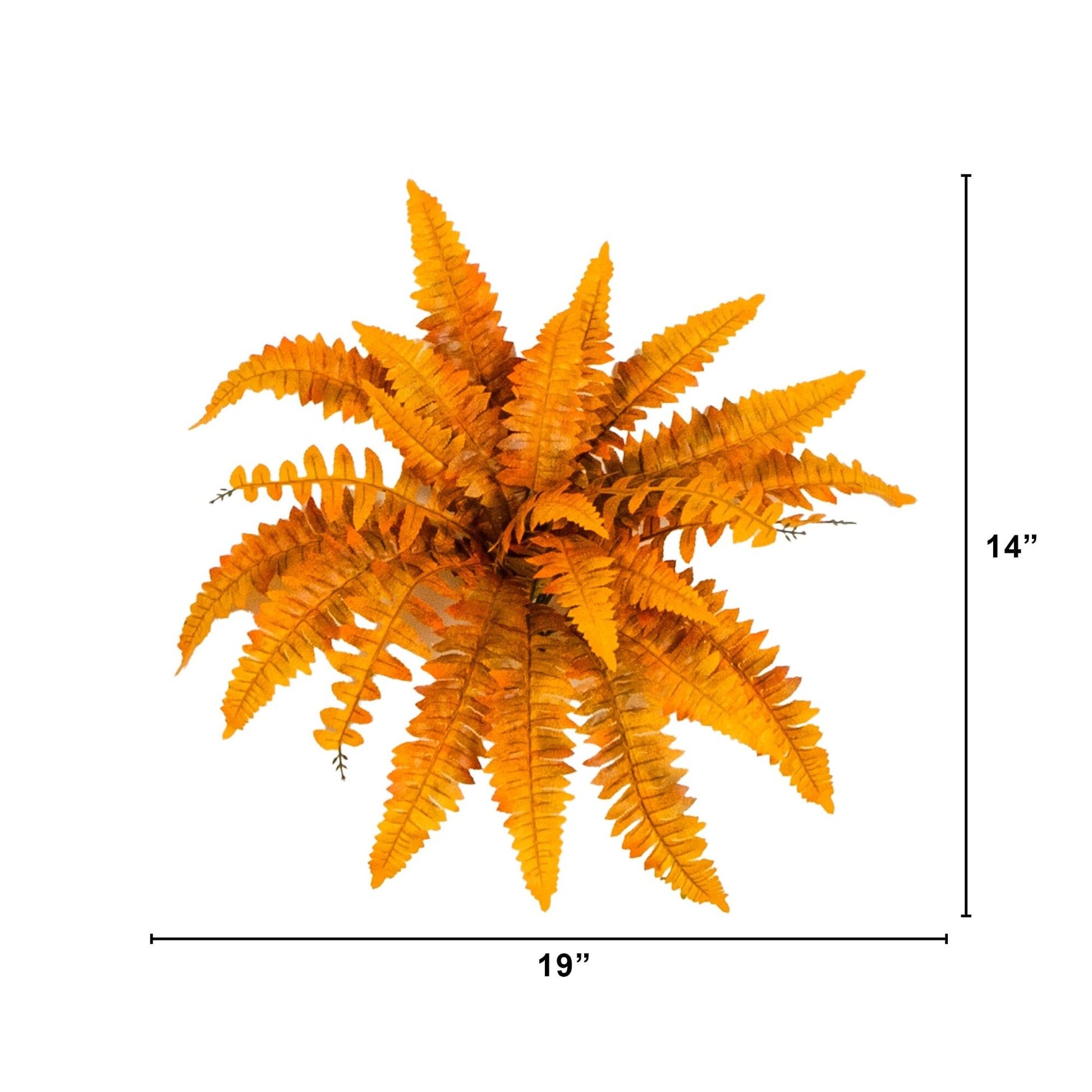 19-inch Autumn Artificial Fall Boston Fern, set of 6, orange-brown fronds on Tampa Home & Garden Store