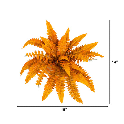 19-inch Autumn Artificial Fall Boston Fern, set of 6, orange-brown fronds on Tampa Home & Garden Store