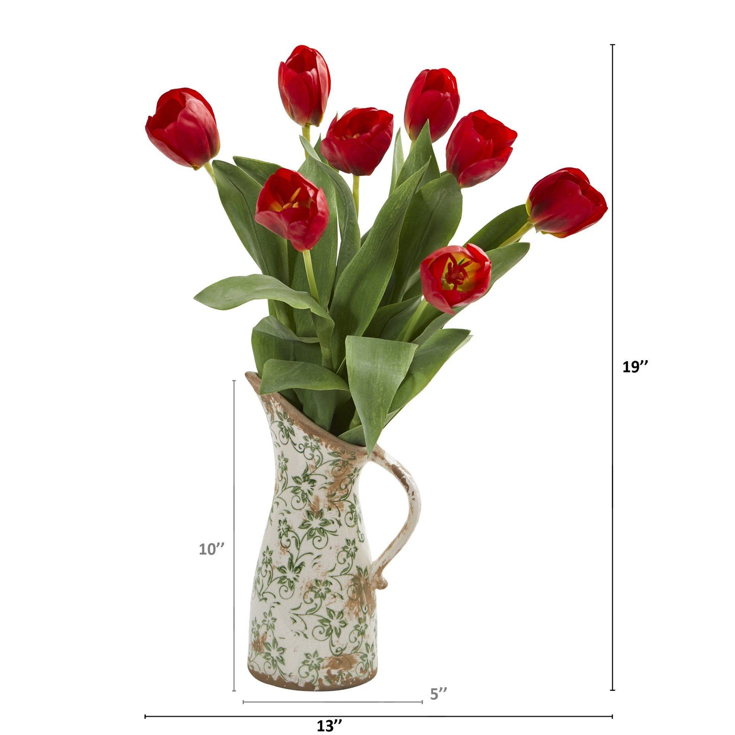 Arrangement de tulipes artificielles de 19 pouces dans un pichet floral