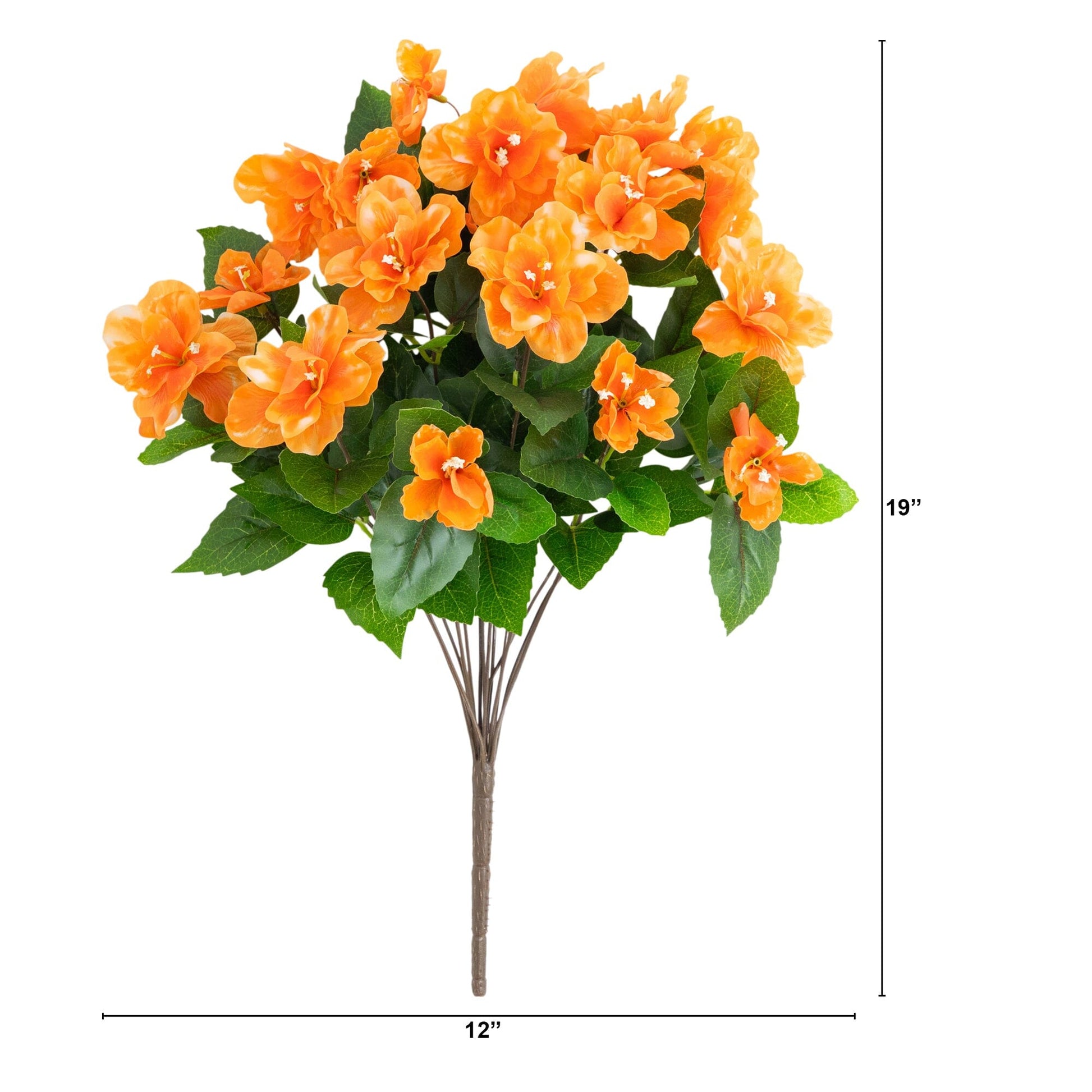 Artificial Azalea Bush 19-inch UV-resistant orange blooms Nearly Natural Set of 3 Store on Tampa Home & Garden Store