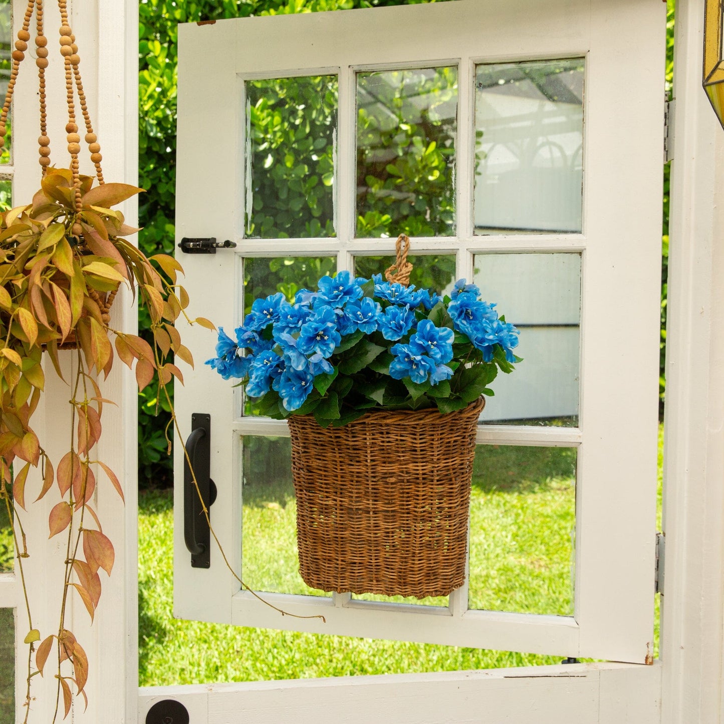 Artificial azalea bush set of 3 with blue blooms, UV resistant indoor/outdoor on Tampa Home & Garden Store