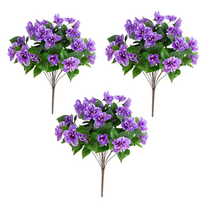 Artificial azalea bush set of 3 by Nearly Natural, 19in UV-resistant, purple blooms on Tampa Home & Garden Store