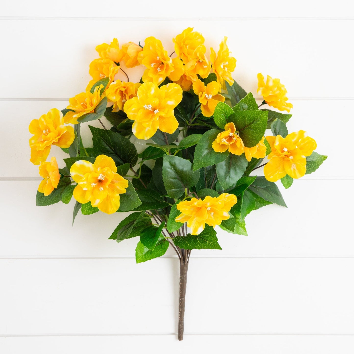 Artificial azalea bush set of 3 Nearly Natural 19in UV resistant yellow blooms indoor/outdoor on Tampa Home & Garden Store