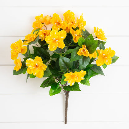 Artificial azalea bush set of 3 Nearly Natural 19in UV resistant yellow blooms indoor/outdoor on Tampa Home & Garden Store