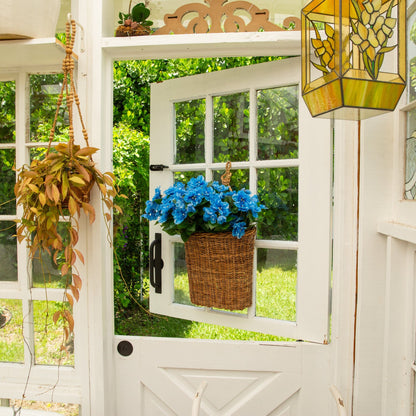 Nearly Natural 19in UV resistant artificial azalea bush set of 3 in a wicker basket on a door on Tampa Home & Garden Store