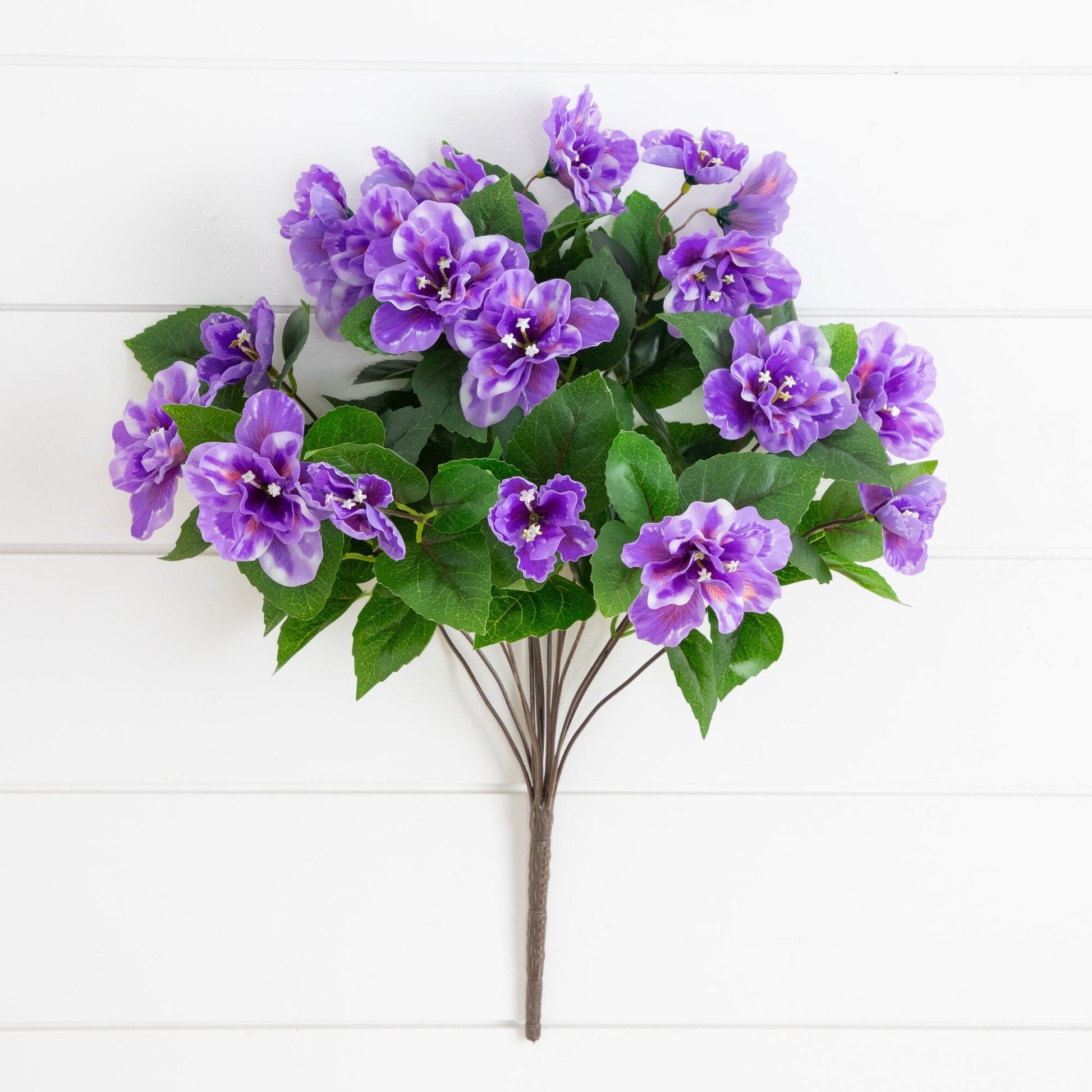 Artificial azalea bush set of 3, 19in, UV resistant purple blooms by Nearly Natural on Tampa Home & Garden Store