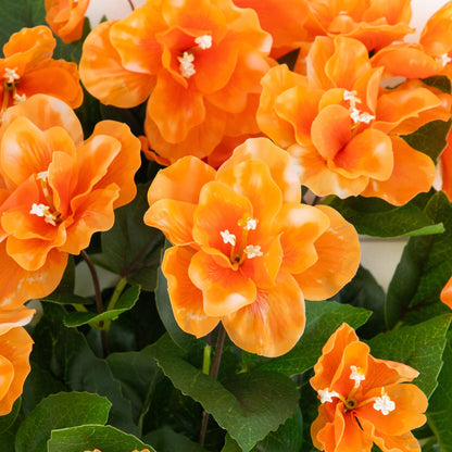 Artificial azalea bush set of 3 in bright orange; UV resistant indoor/outdoor by Nearly Natural on Tampa Home & Garden Store