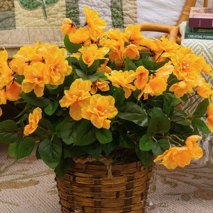 19in UV-resistant artificial azalea bush set of 3 in yellow-orange for indoor outdoor use on Tampa Home & Garden Store
