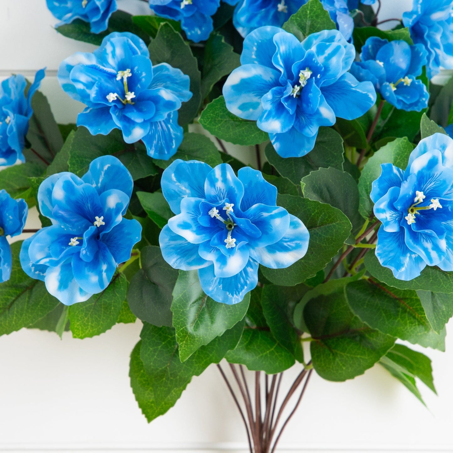 Azalea Bush set of 3, 19in UV-resistant blue artificial blooms by Nearly Natural Indoor/Outdoor on Tampa Home & Garden Store