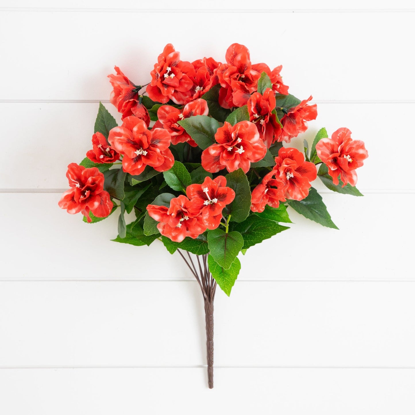 Nearly Natural 19in UV resistant artificial azalea bush set of 3 with red blooms on Tampa Home & Garden Store
