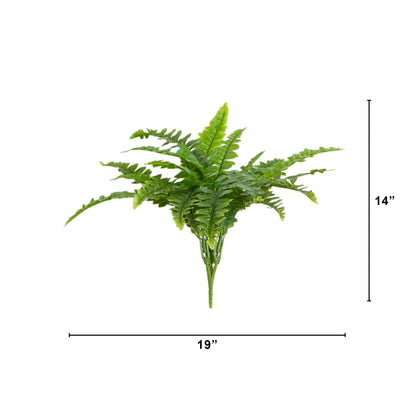 Artificial Boston fern 19-inch UV-resistant indoor/outdoor set of 2 Nearly Natural green fronds on Tampa Home & Garden Store