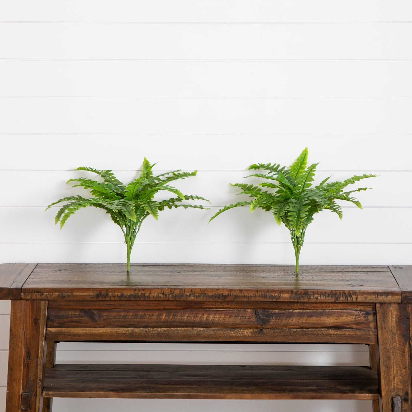Artificial Boston fern, 19in, UV‑resistant, Nearly Natural, indoor/outdoor, set of 2, green on Tampa Home & Garden Store