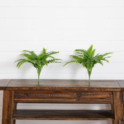Artificial Boston fern, 19in, UV‑resistant, Nearly Natural, indoor/outdoor, set of 2, green on Tampa Home & Garden Store