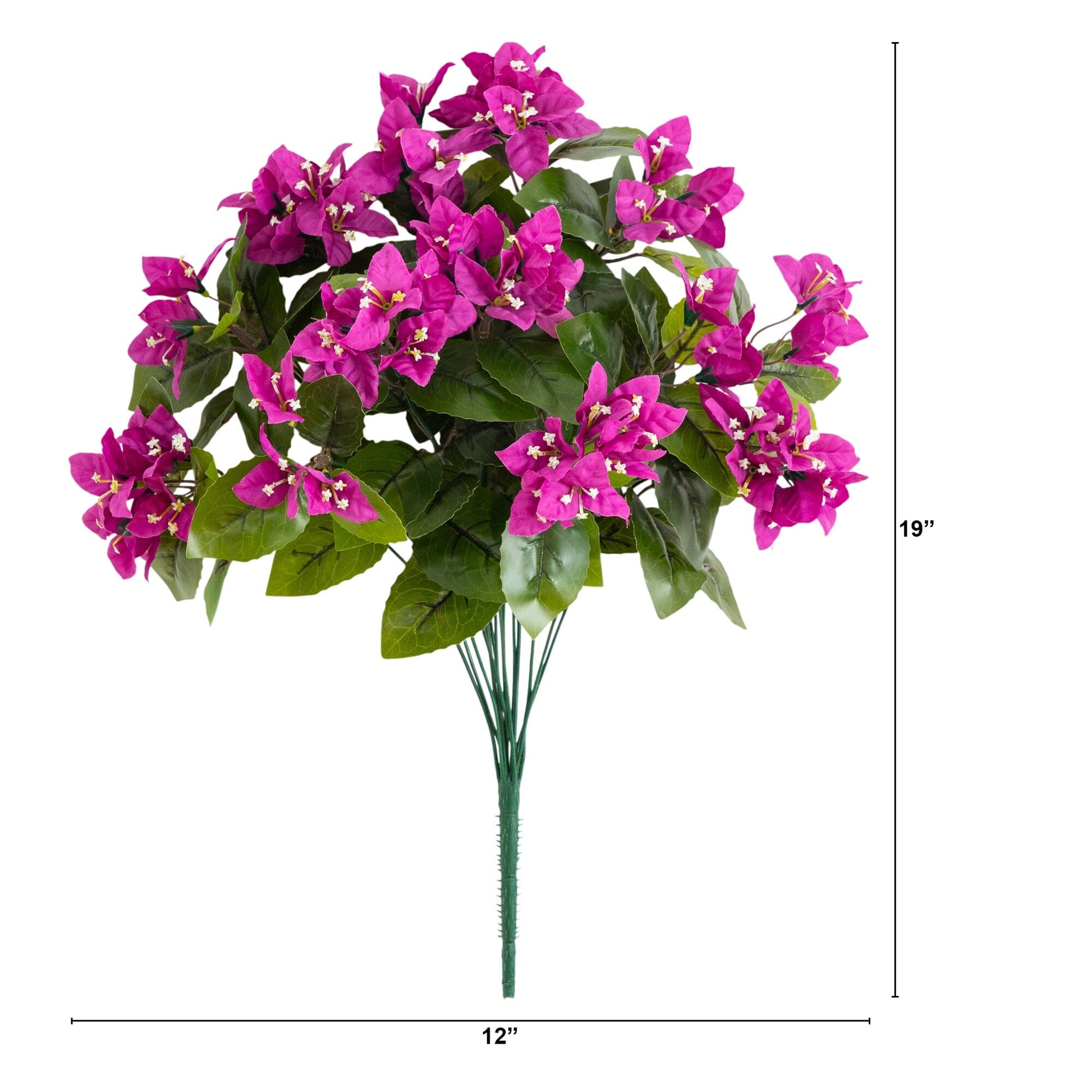 Bougainvillea bush by Nearly Natural, 19in artificial magenta blooms set of 4 indoor/outdoor on Tampa Home & Garden Store