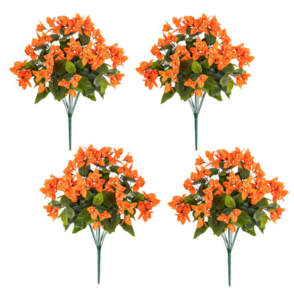 Nearly Natural 19in UV resistant artificial bougainvillea bush set of 4 orange indoor/outdoor on Tampa Home & Garden Store
