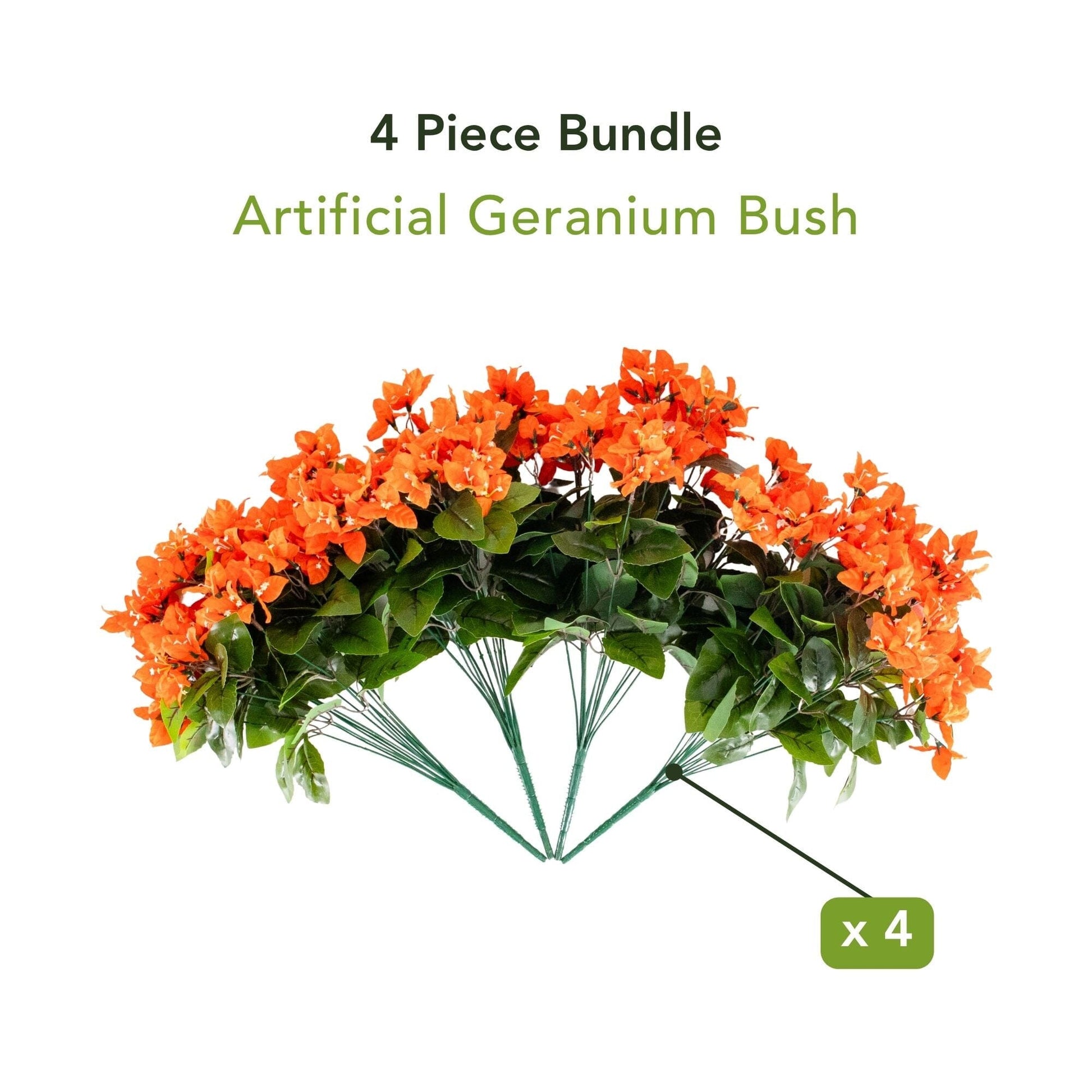 4-piece Nearly Natural artificial bougainvillea bush orange with green leaves on Tampa Home & Garden Store