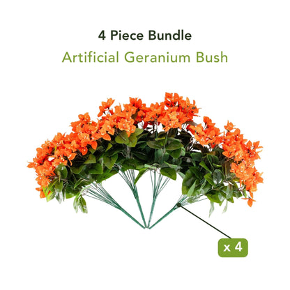 4-piece Nearly Natural artificial bougainvillea bush orange with green leaves on Tampa Home & Garden Store