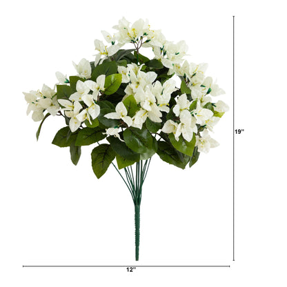 Artificial bougainvillea bush, 19-inch, white blooms, set of 4 on Tampa Home & Garden Store